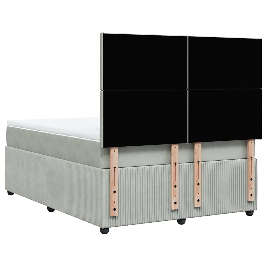 vidaXL Κρεβάτι Boxspring με Στρώμα Ανοιχτό Γκρι 160x200 εκ. Βελούδινο