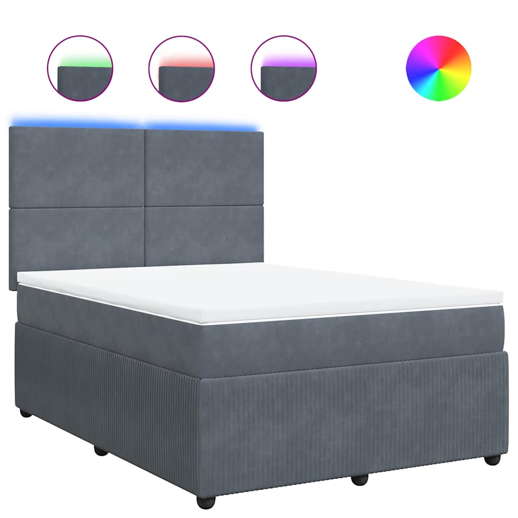 vidaXL Κρεβάτι Boxspring με Στρώμα Σκούρο Γκρι 160x200 εκ. Βελούδινο