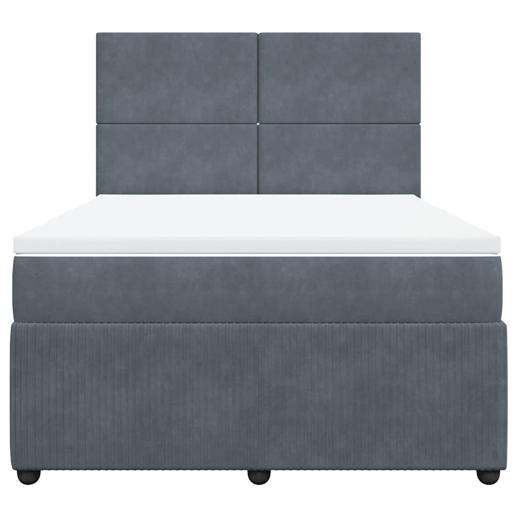 vidaXL Κρεβάτι Boxspring με Στρώμα Σκούρο Γκρι 160x200 εκ. Βελούδινο