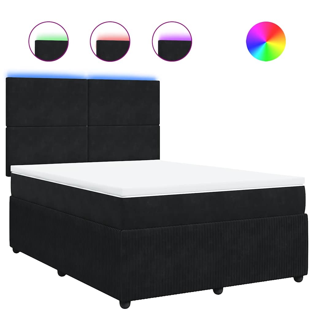 vidaXL Κρεβάτι Boxspring με Στρώμα Μαύρο 160x200 εκ. Βελούδινο