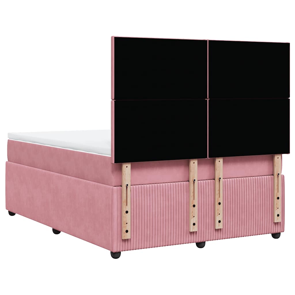 vidaXL Κρεβάτι Boxspring με Στρώμα Ροζ 160x200 εκ. Βελούδινο