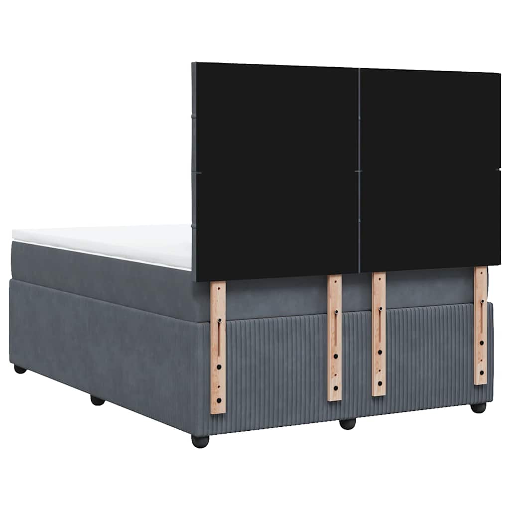 vidaXL Κρεβάτι Boxspring με Στρώμα Σκούρο Γκρι 160x200 εκ. Βελούδινο