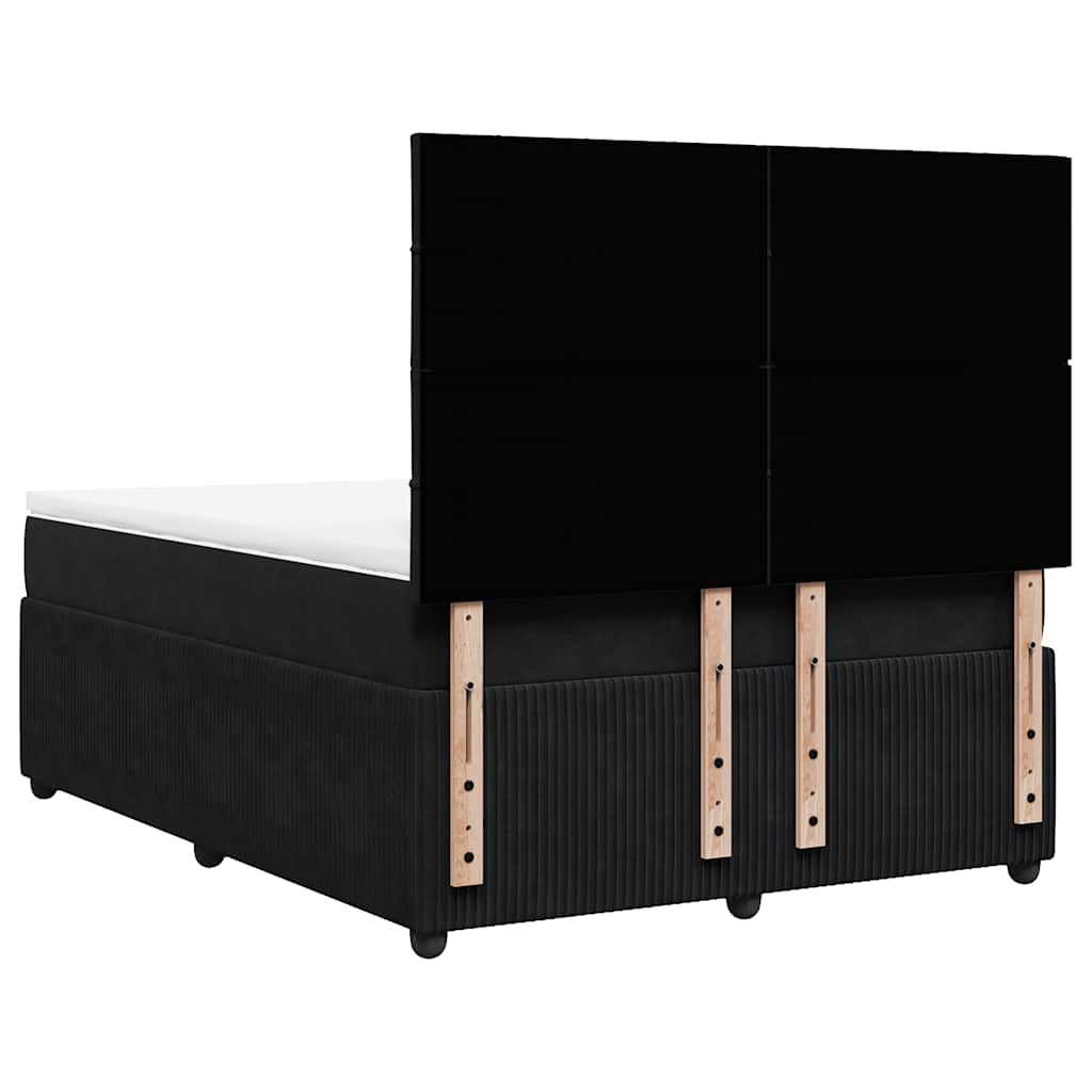 vidaXL Κρεβάτι Boxspring με Στρώμα Μαύρο 160x200 εκ. Βελούδινο