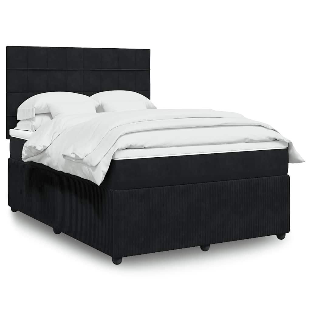 vidaXL Κρεβάτι Boxspring με Στρώμα Μαύρο 160x200 εκ. Βελούδινο
