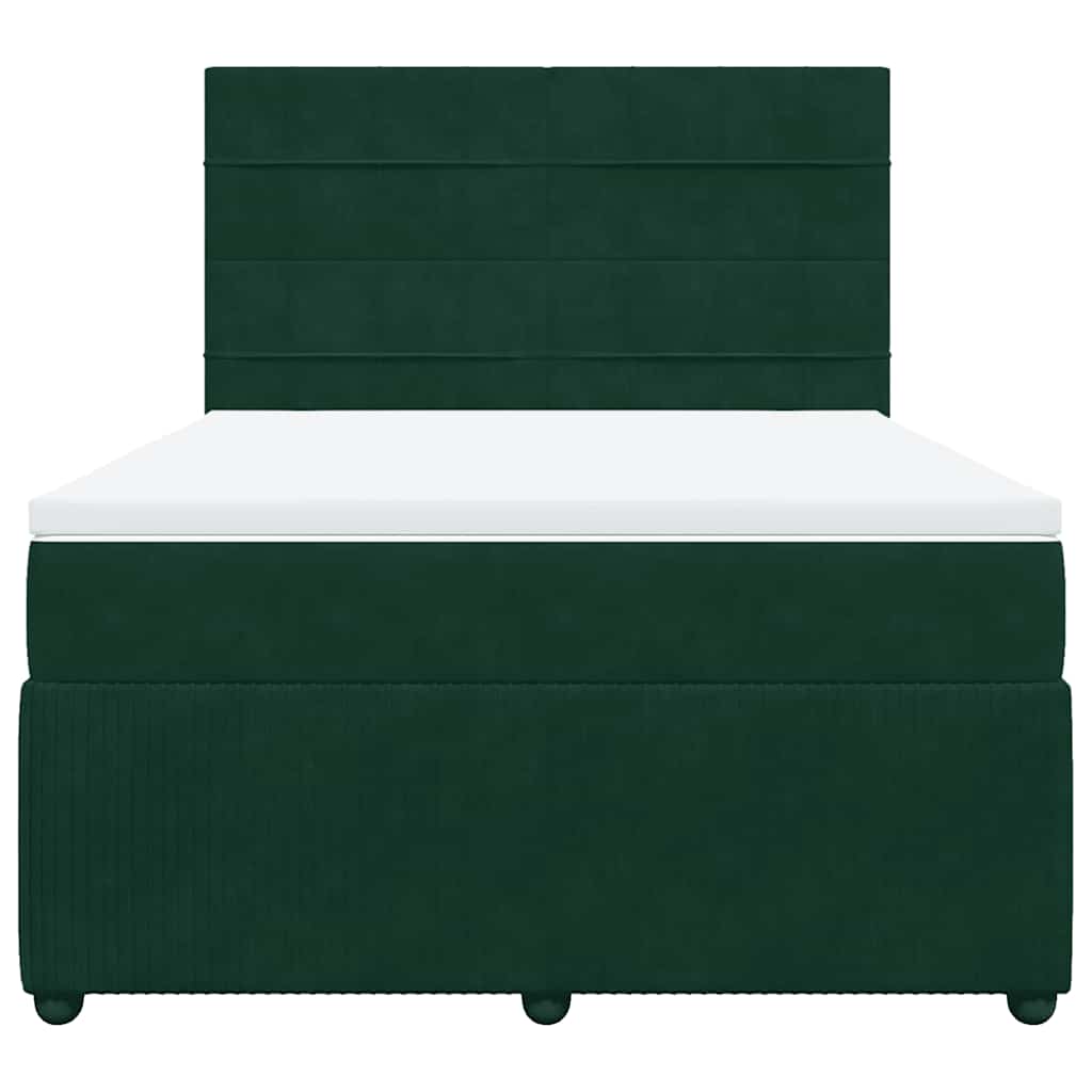 vidaXL Κρεβάτι Boxspring με Στρώμα Σκούρο Πράσινο 160x200εκ. Βελούδινο