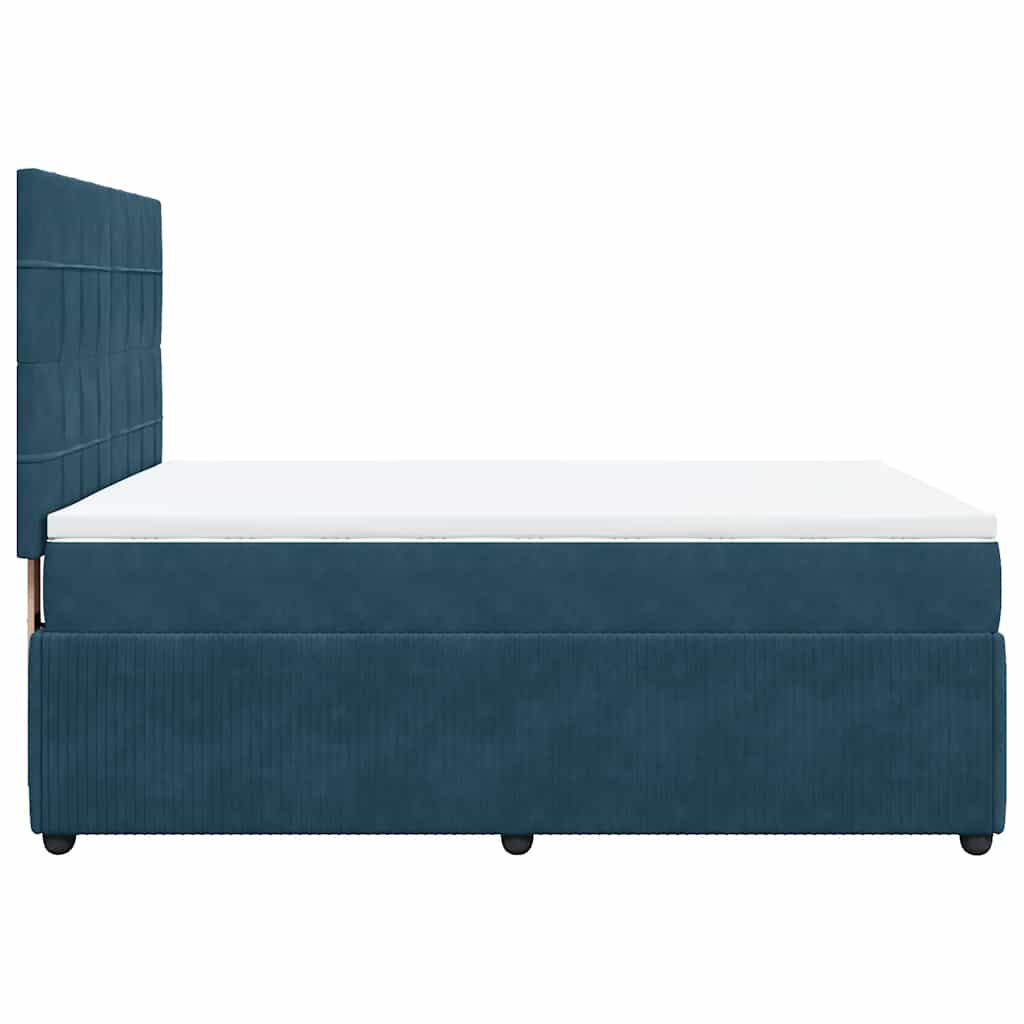 vidaXL Κρεβάτι Boxspring με Στρώμα Μπλε 160x200 εκ. Βελούδινο
