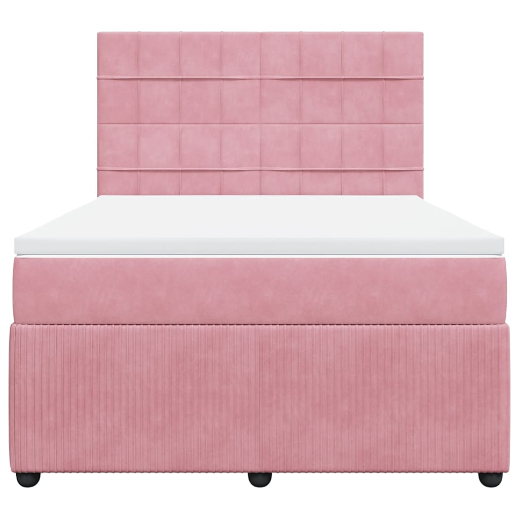 vidaXL Κρεβάτι Boxspring με Στρώμα Ροζ 160x200 εκ. Βελούδινο
