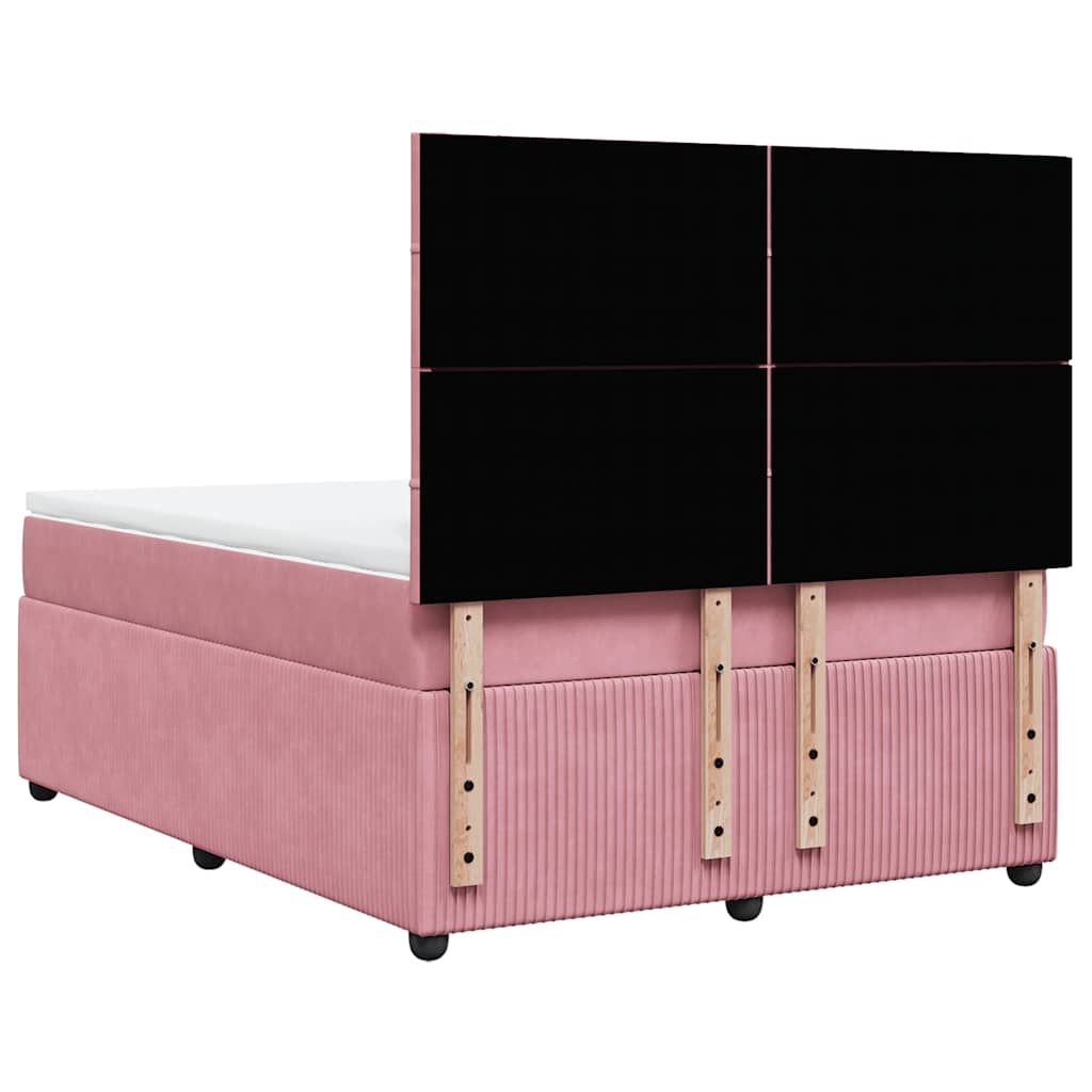 vidaXL Κρεβάτι Boxspring με Στρώμα Ροζ 160x200 εκ. Βελούδινο