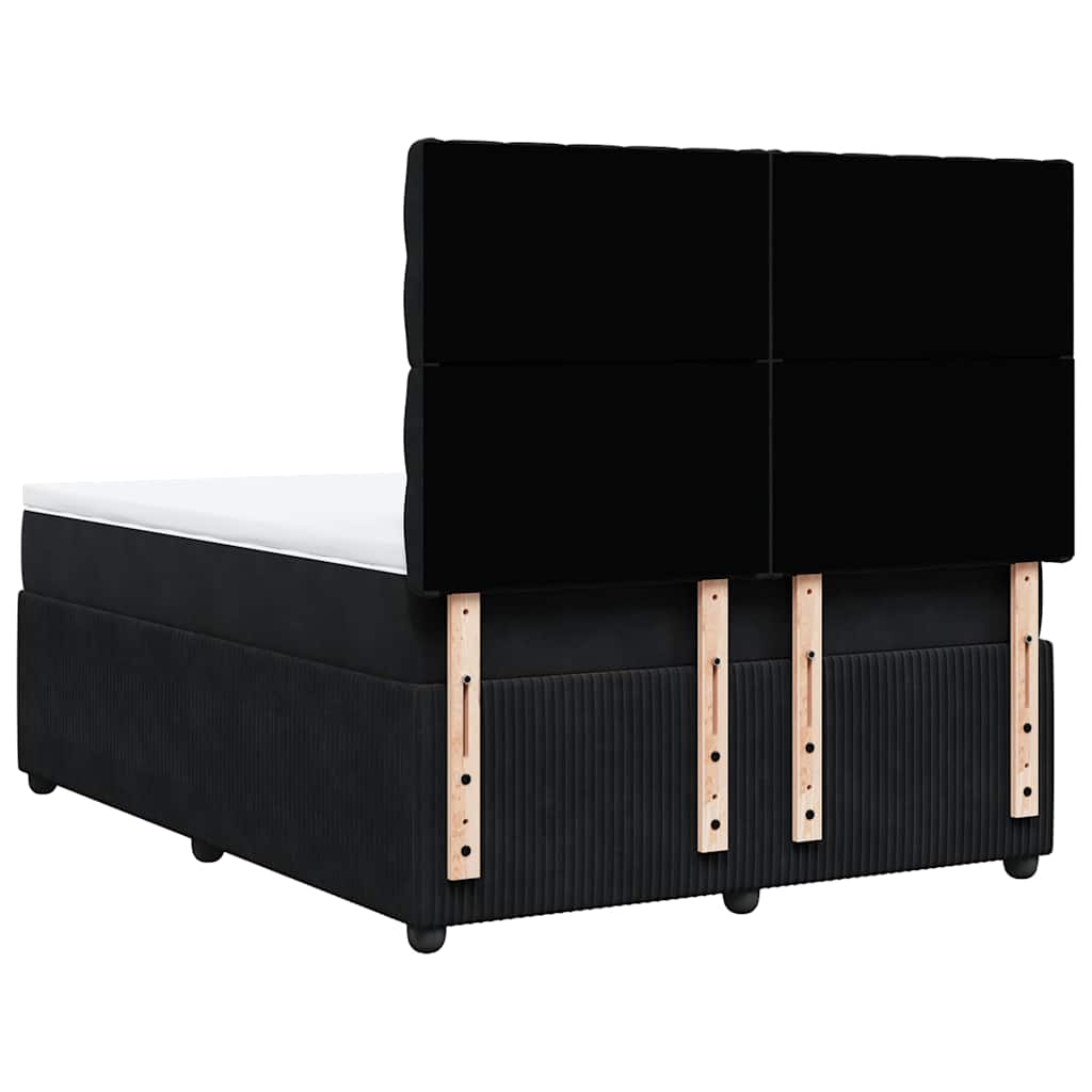 vidaXL Κρεβάτι Boxspring με Στρώμα Μαύρο 160x200 εκ. Βελούδινο