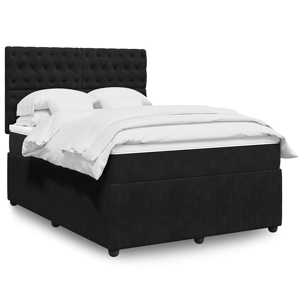 vidaXL Κρεβάτι Boxspring με Στρώμα Μαύρο 160x200 εκ. Βελούδινο