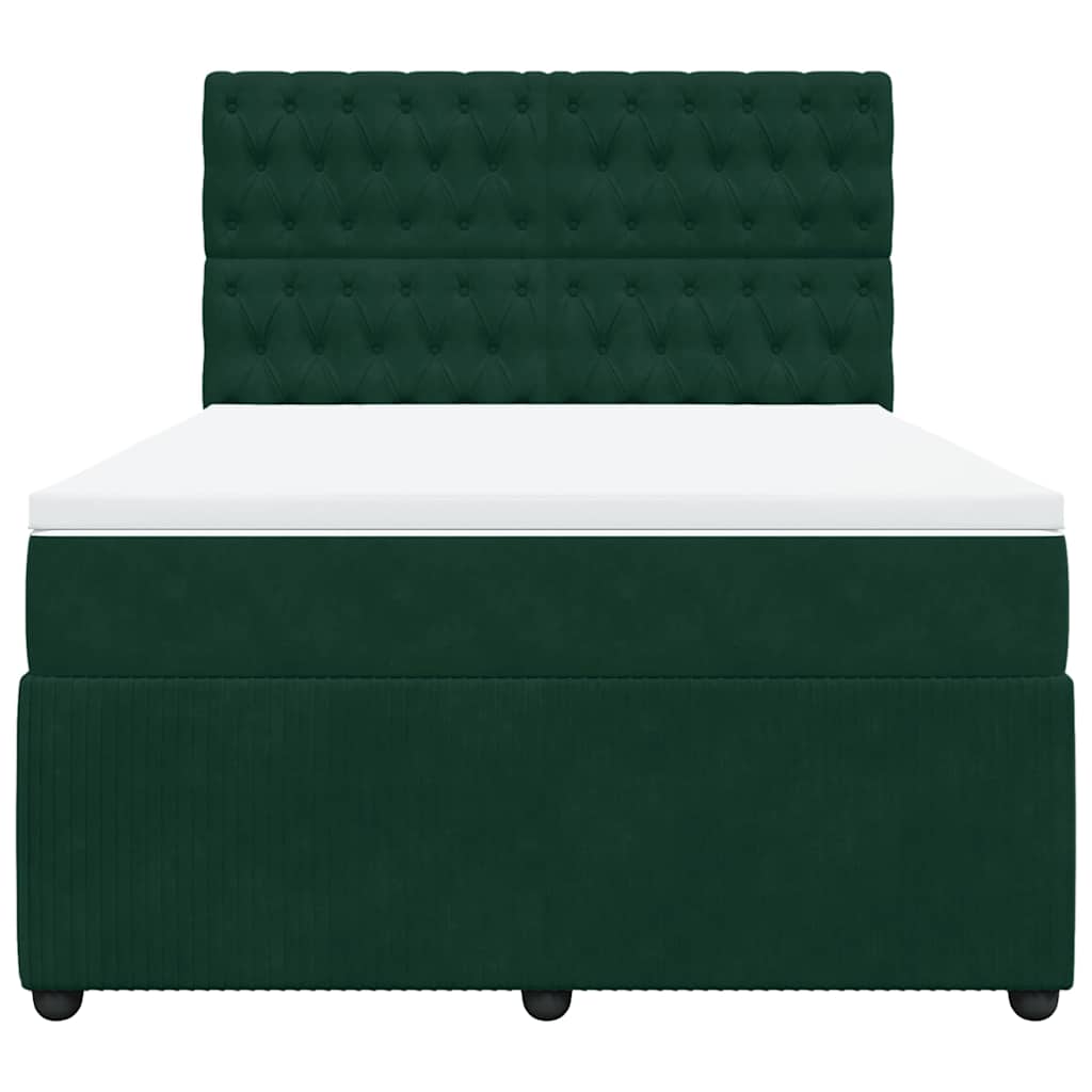 vidaXL Κρεβάτι Boxspring με Στρώμα Σκούρο Πράσινο 160x200εκ. Βελούδινο
