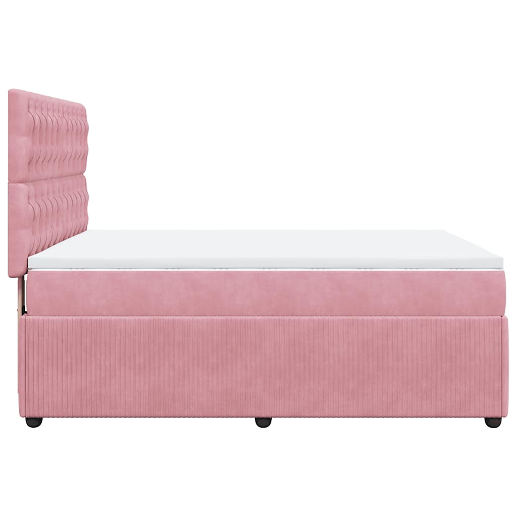 vidaXL Κρεβάτι Boxspring με Στρώμα Ροζ 160x200 εκ. Βελούδινο