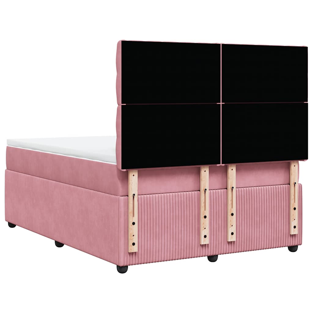 vidaXL Κρεβάτι Boxspring με Στρώμα Ροζ 160x200 εκ. Βελούδινο