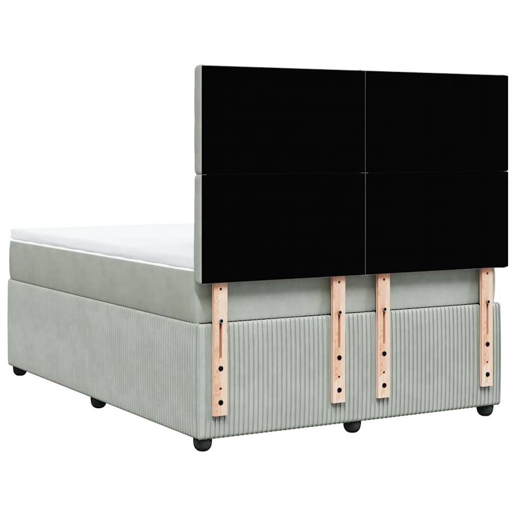 vidaXL Κρεβάτι Boxspring με Στρώμα Ανοιχτό Γκρι 160x200 εκ. Βελούδινο