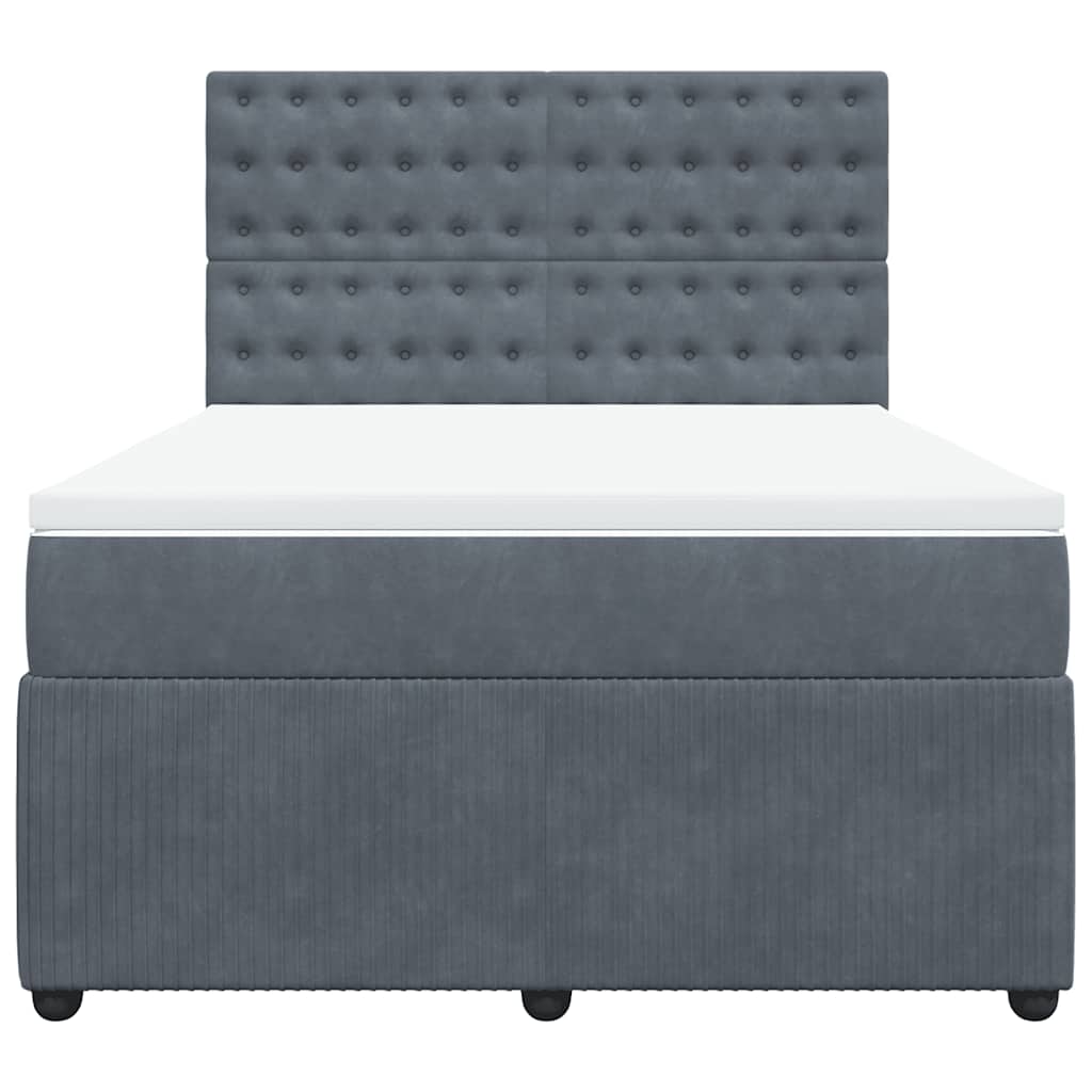 vidaXL Κρεβάτι Boxspring με Στρώμα Σκούρο Γκρι 160x200 εκ. Βελούδινο