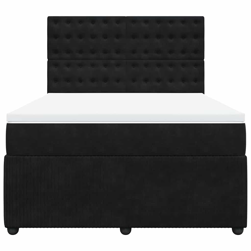 vidaXL Κρεβάτι Boxspring με Στρώμα Μαύρο 160x200 εκ. Βελούδινο