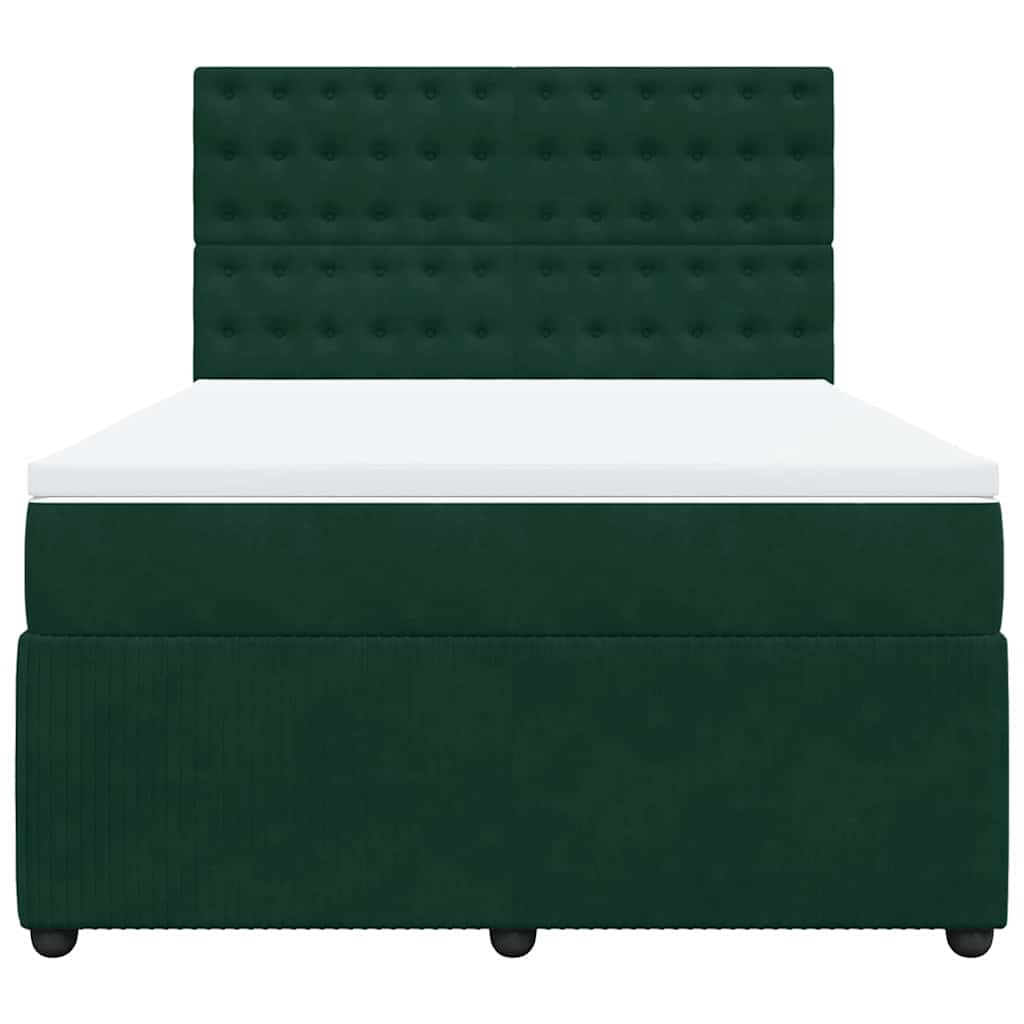 vidaXL Κρεβάτι Boxspring με Στρώμα Σκούρο Πράσινο 160x200εκ. Βελούδινο
