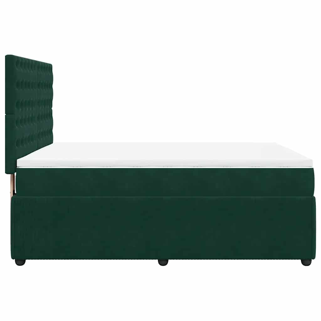 vidaXL Κρεβάτι Boxspring με Στρώμα Σκούρο Πράσινο 160x200εκ. Βελούδινο