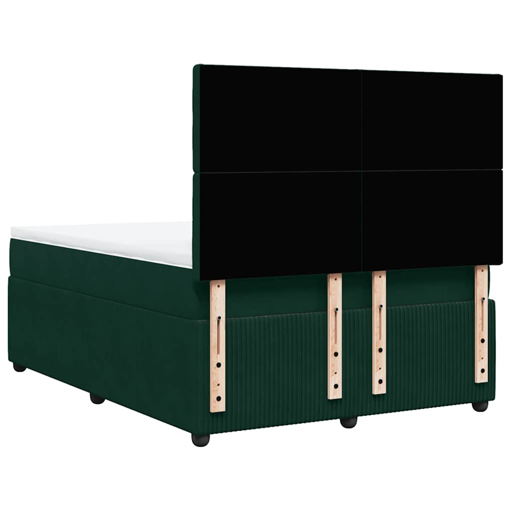 vidaXL Κρεβάτι Boxspring με Στρώμα Σκούρο Πράσινο 160x200εκ. Βελούδινο