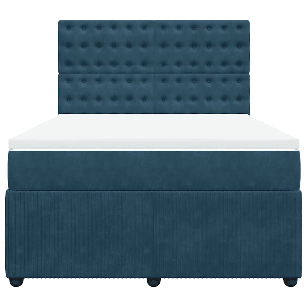 vidaXL Κρεβάτι Boxspring με Στρώμα Μπλε 160x200 εκ. Βελούδινο