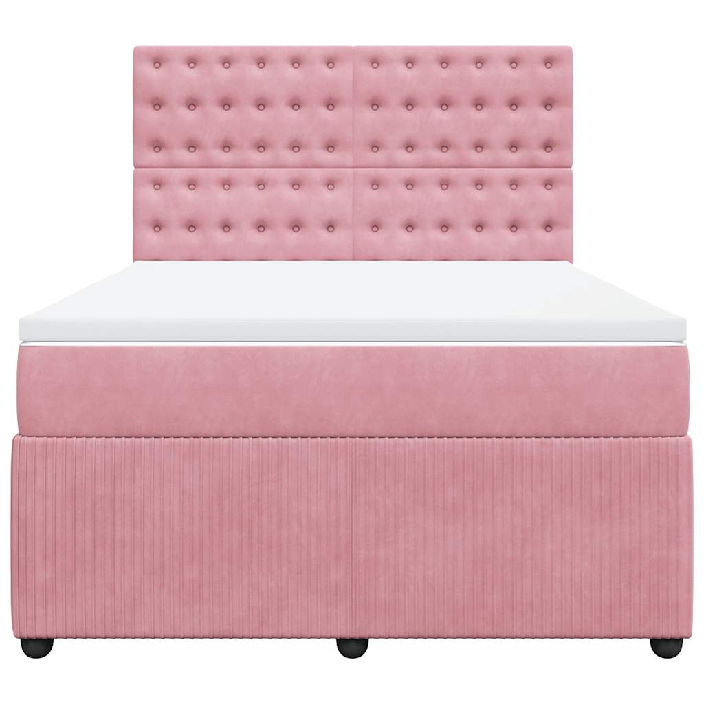 vidaXL Κρεβάτι Boxspring με Στρώμα Ροζ 160x200 εκ. Βελούδινο