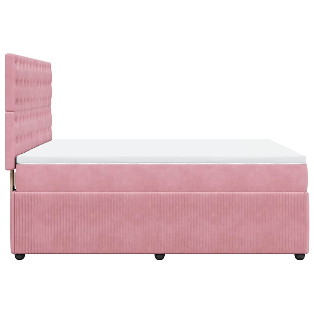 vidaXL Κρεβάτι Boxspring με Στρώμα Ροζ 160x200 εκ. Βελούδινο
