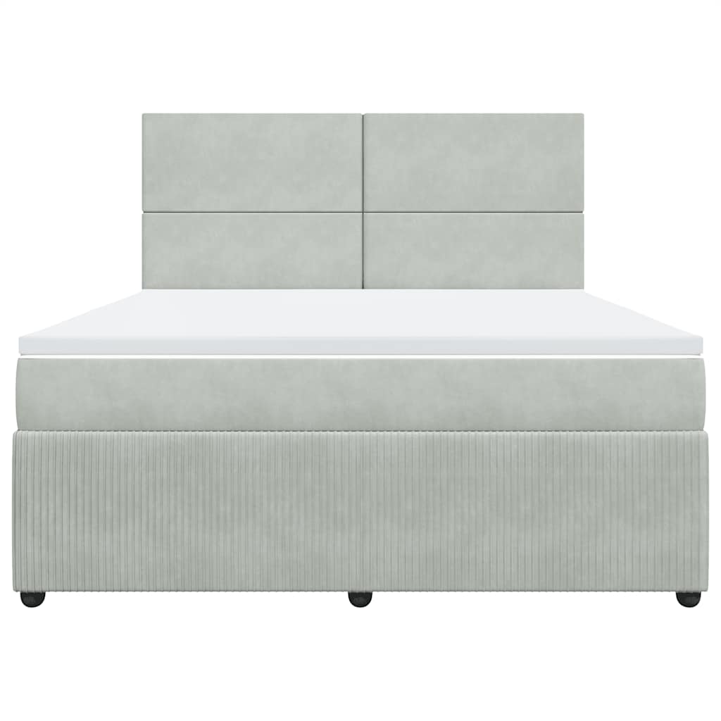 vidaXL Κρεβάτι Boxspring με Στρώμα Ανοιχτό Γκρι 180x200 εκ. Βελούδινο