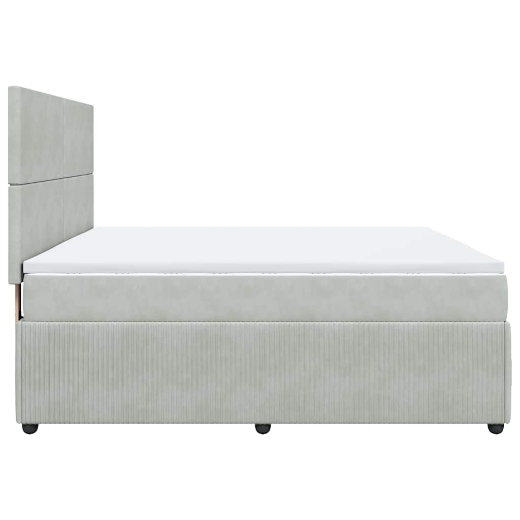 vidaXL Κρεβάτι Boxspring με Στρώμα Ανοιχτό Γκρι 180x200 εκ. Βελούδινο
