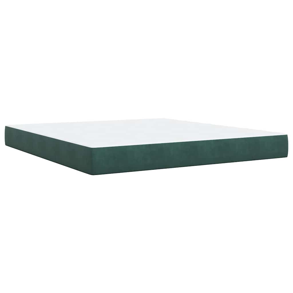 vidaXL Κρεβάτι Boxspring με Στρώμα Σκούρο Πράσινο 180x200εκ. Βελούδινο
