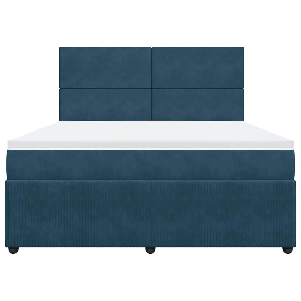 vidaXL Κρεβάτι Boxspring με Στρώμα Μπλε 180x200 εκ. Βελούδινο