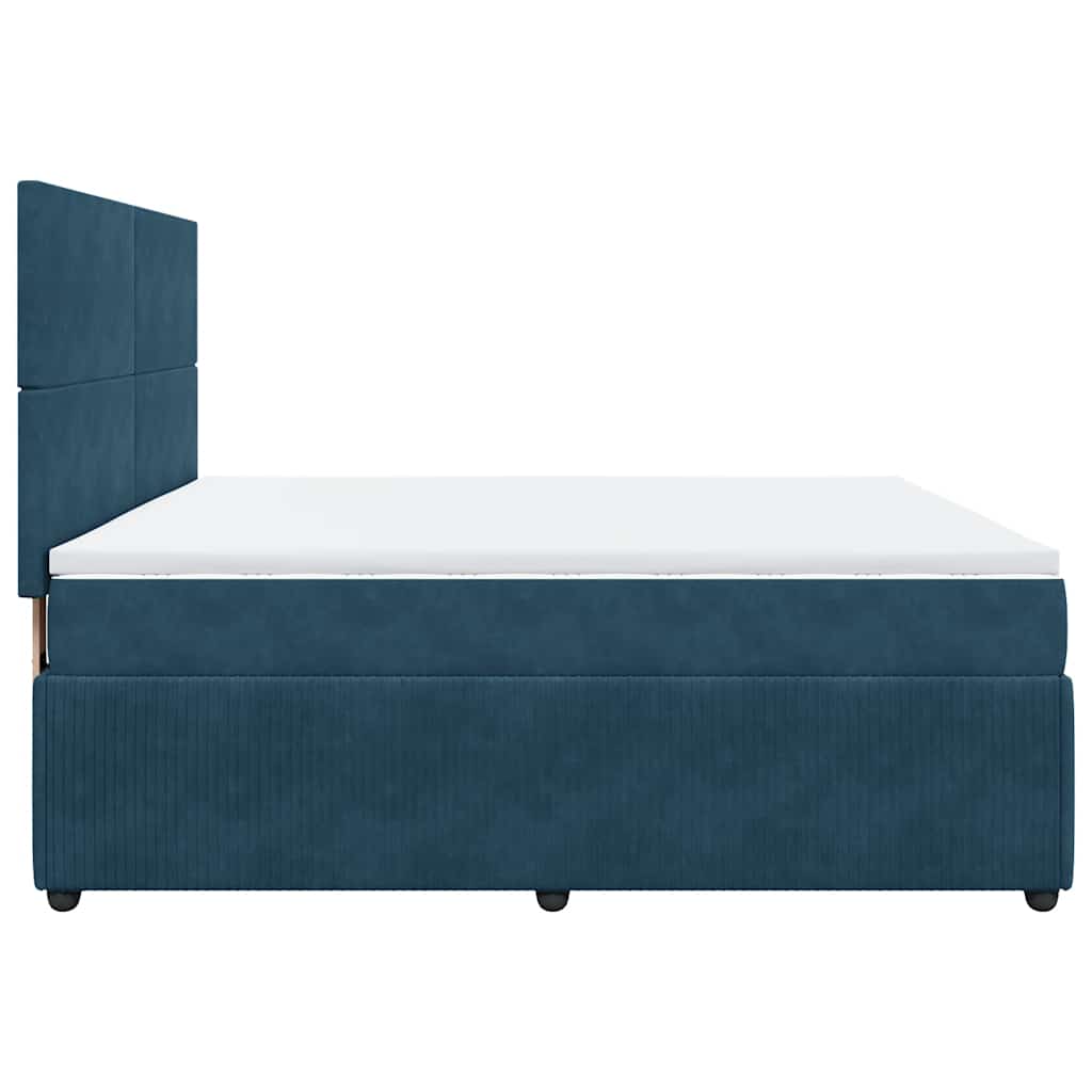 vidaXL Κρεβάτι Boxspring με Στρώμα Μπλε 180x200 εκ. Βελούδινο