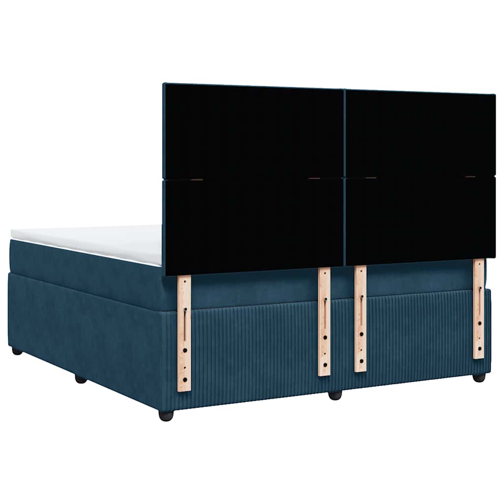 vidaXL Κρεβάτι Boxspring με Στρώμα Μπλε 180x200 εκ. Βελούδινο