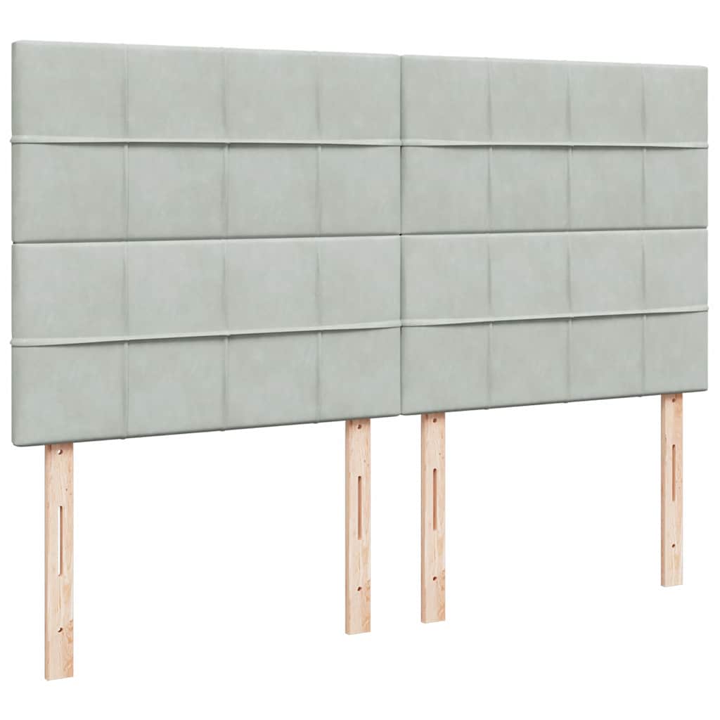 vidaXL Κρεβάτι Boxspring με Στρώμα Ανοιχτό Γκρι 180x200 εκ. Βελούδινο