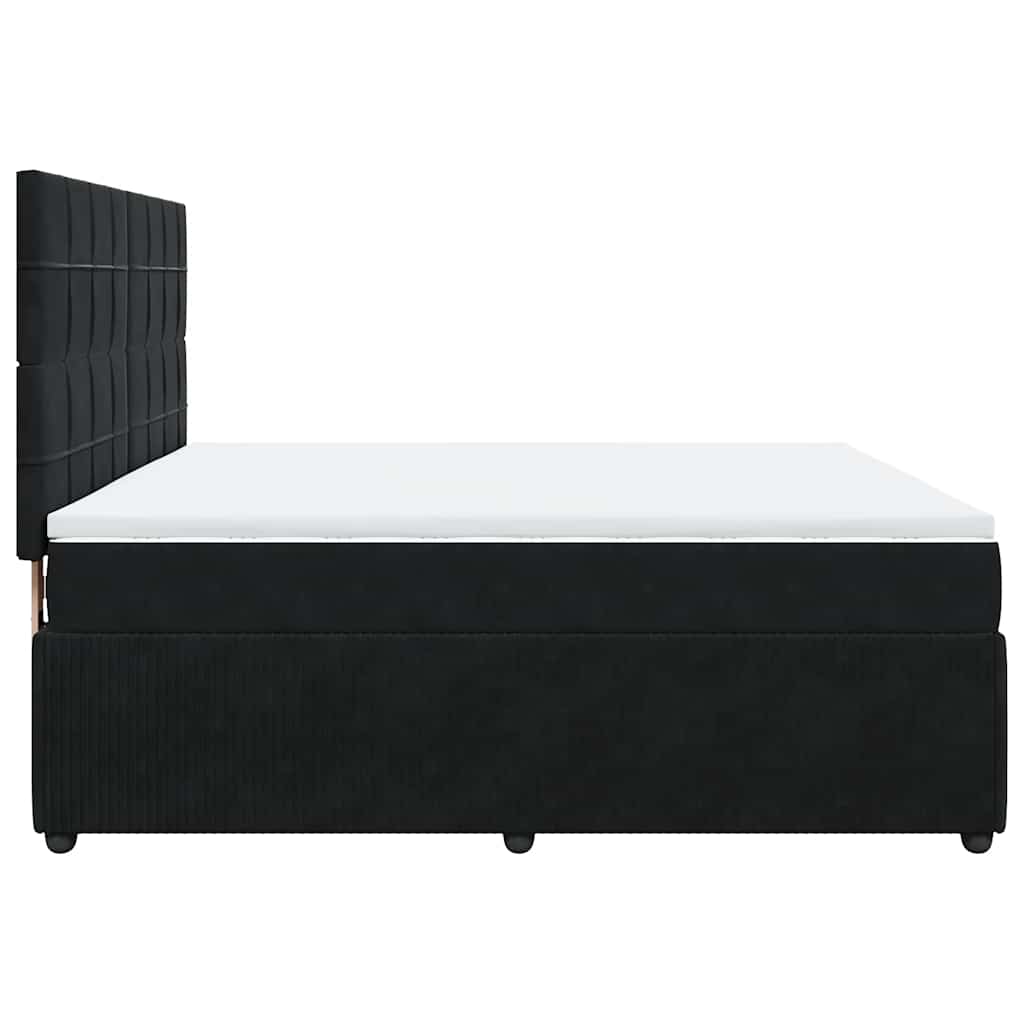 vidaXL Κρεβάτι Boxspring με Στρώμα Μαύρο 180x200 εκ. Βελούδινο