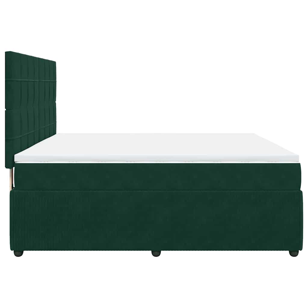 vidaXL Κρεβάτι Boxspring με Στρώμα Σκούρο Πράσινο 180x200εκ. Βελούδινο