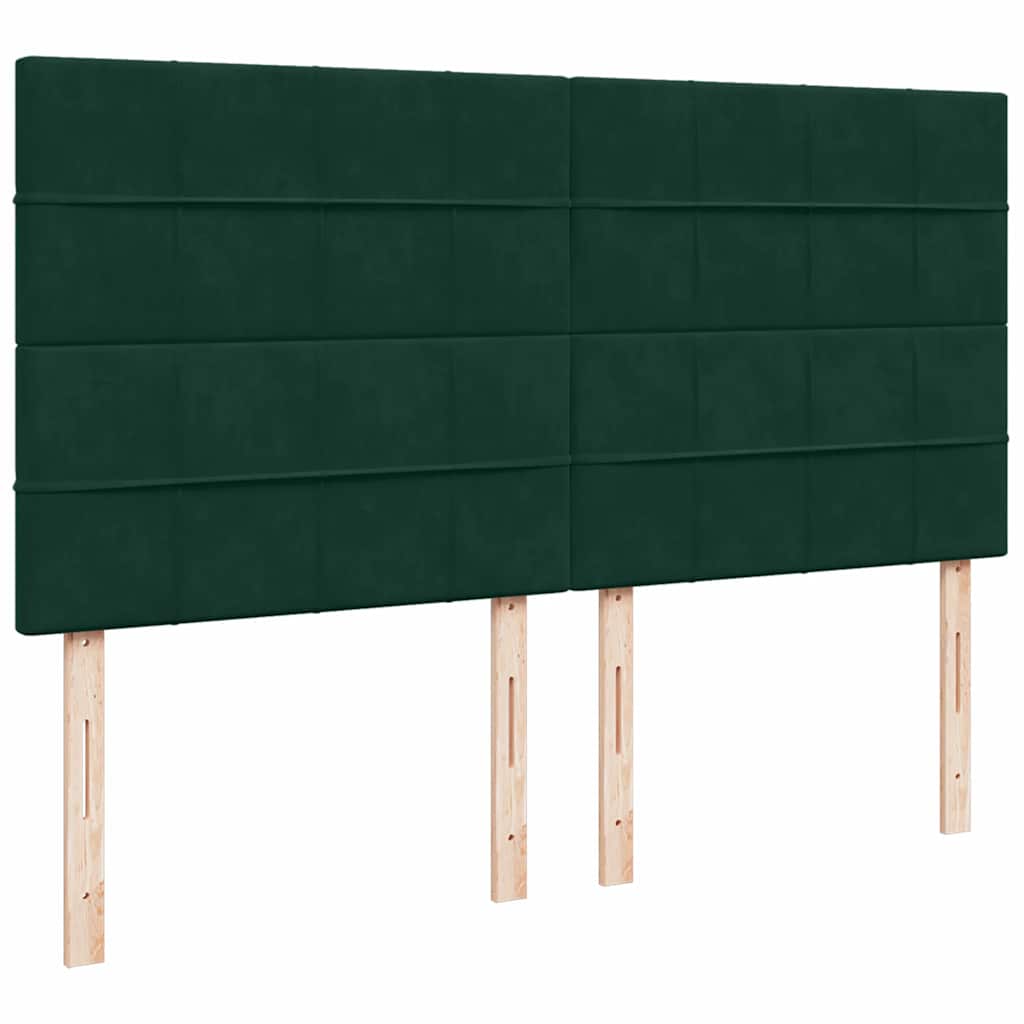 vidaXL Κρεβάτι Boxspring με Στρώμα Σκούρο Πράσινο 180x200εκ. Βελούδινο