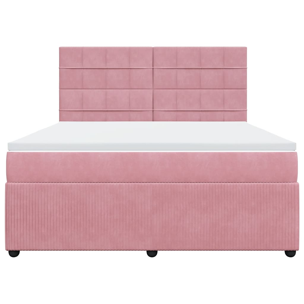 vidaXL Κρεβάτι Boxspring με Στρώμα Ροζ 180x200 εκ. Βελούδινο