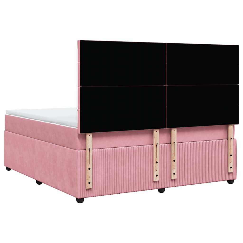 vidaXL Κρεβάτι Boxspring με Στρώμα Ροζ 180x200 εκ. Βελούδινο