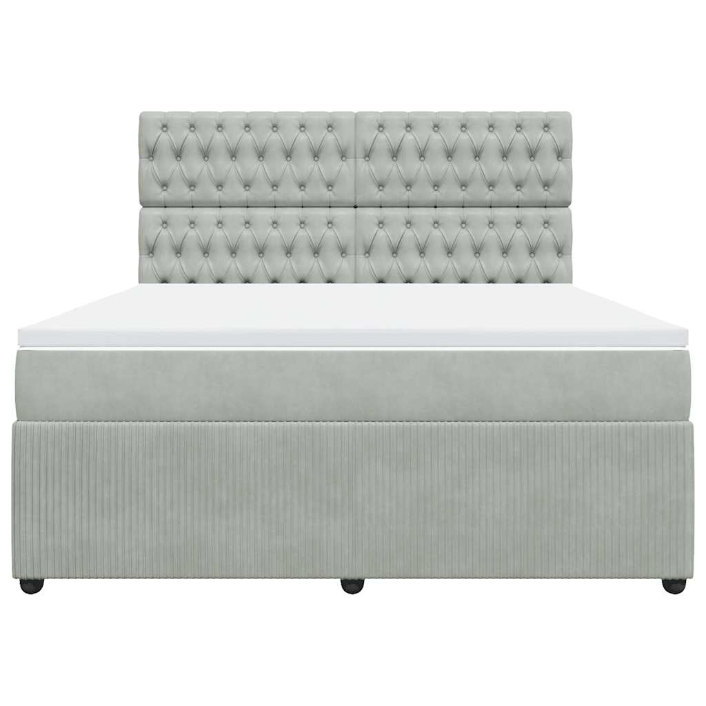 vidaXL Κρεβάτι Boxspring με Στρώμα Ανοιχτό Γκρι 180x200 εκ. Βελούδινο