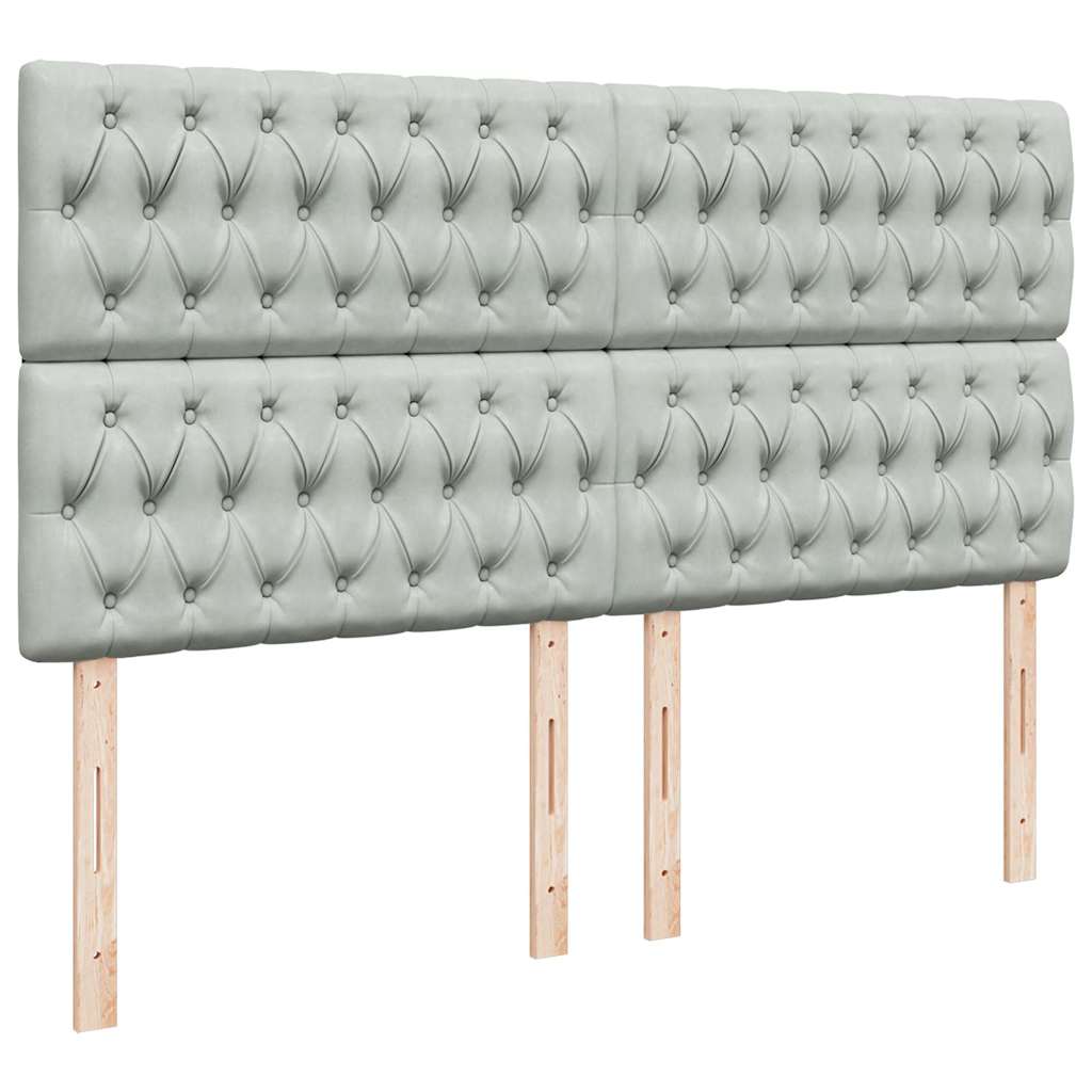 vidaXL Κρεβάτι Boxspring με Στρώμα Ανοιχτό Γκρι 180x200 εκ. Βελούδινο