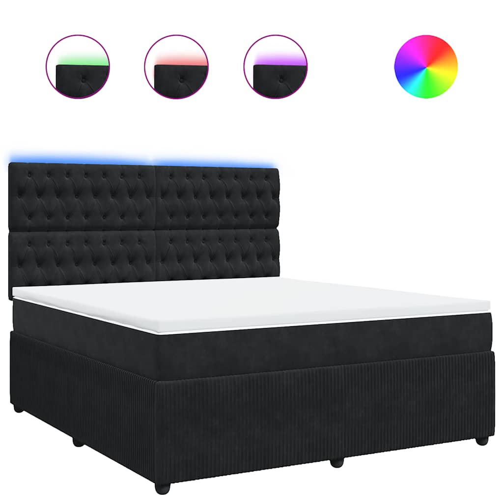 vidaXL Κρεβάτι Boxspring με Στρώμα Μαύρο 180x200 εκ. Βελούδινο