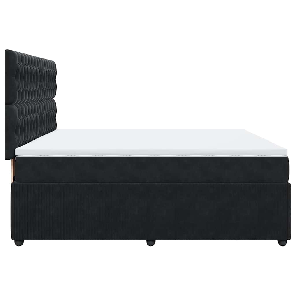 vidaXL Κρεβάτι Boxspring με Στρώμα Μαύρο 180x200 εκ. Βελούδινο