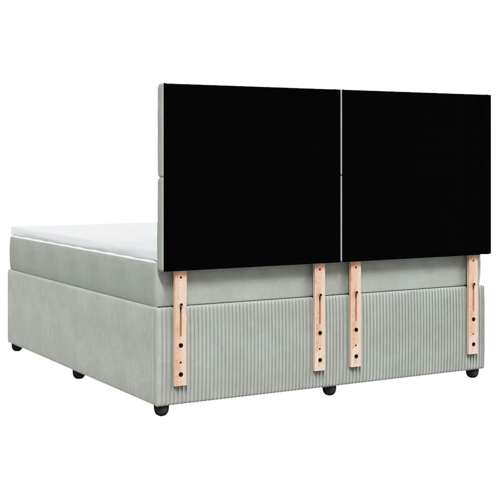 vidaXL Κρεβάτι Boxspring με Στρώμα Ανοιχτό Γκρι 180x200 εκ. Βελούδινο