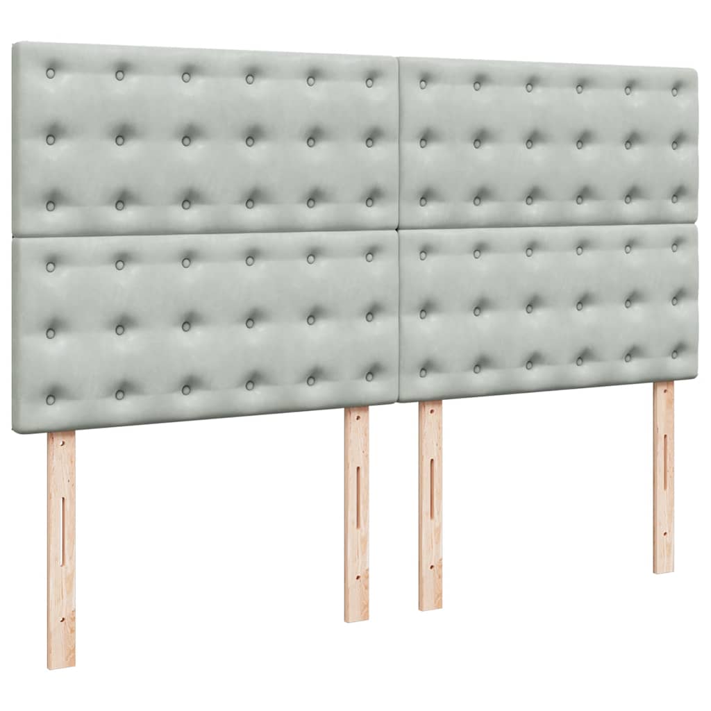 vidaXL Κρεβάτι Boxspring με Στρώμα Ανοιχτό Γκρι 180x200 εκ. Βελούδινο