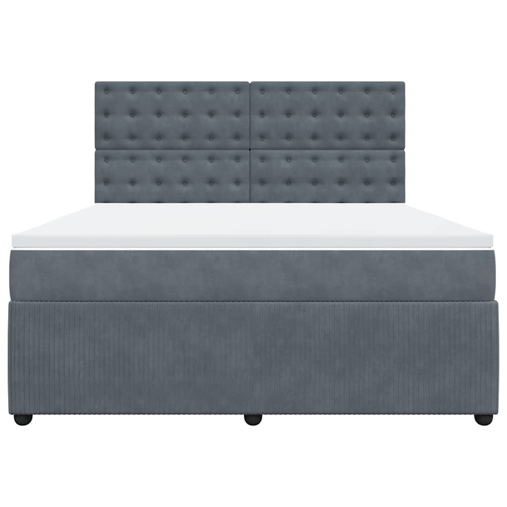 vidaXL Κρεβάτι Boxspring με Στρώμα Σκούρο Γκρι 180x200 εκ. Βελούδινο