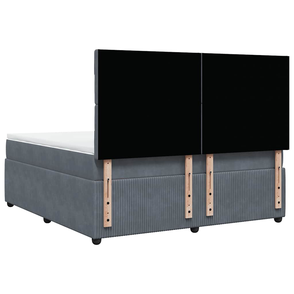 vidaXL Κρεβάτι Boxspring με Στρώμα Σκούρο Γκρι 180x200 εκ. Βελούδινο