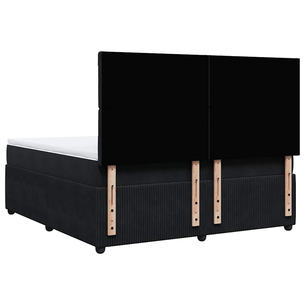 vidaXL Κρεβάτι Boxspring με Στρώμα Μαύρο 180x200 εκ. Βελούδινο