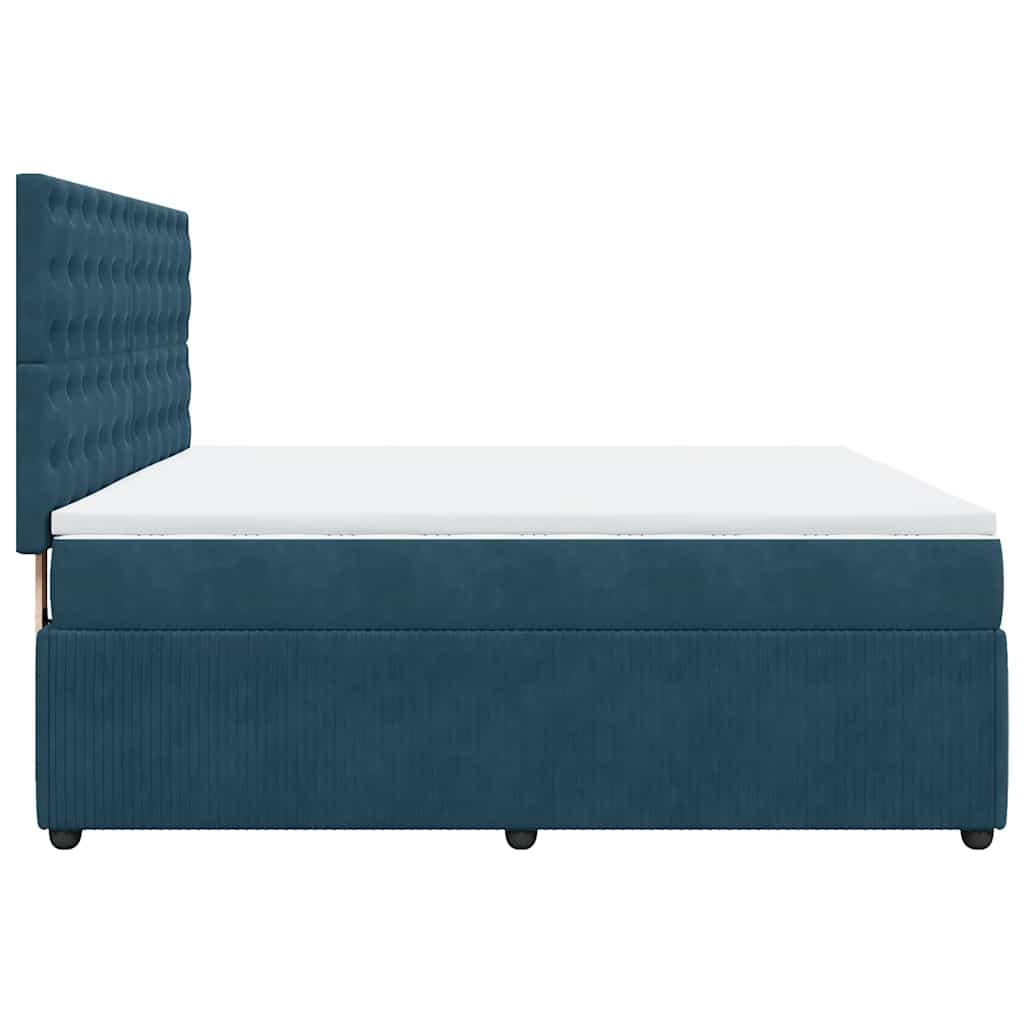 vidaXL Κρεβάτι Boxspring με Στρώμα Μπλε 180x200 εκ. Βελούδινο
