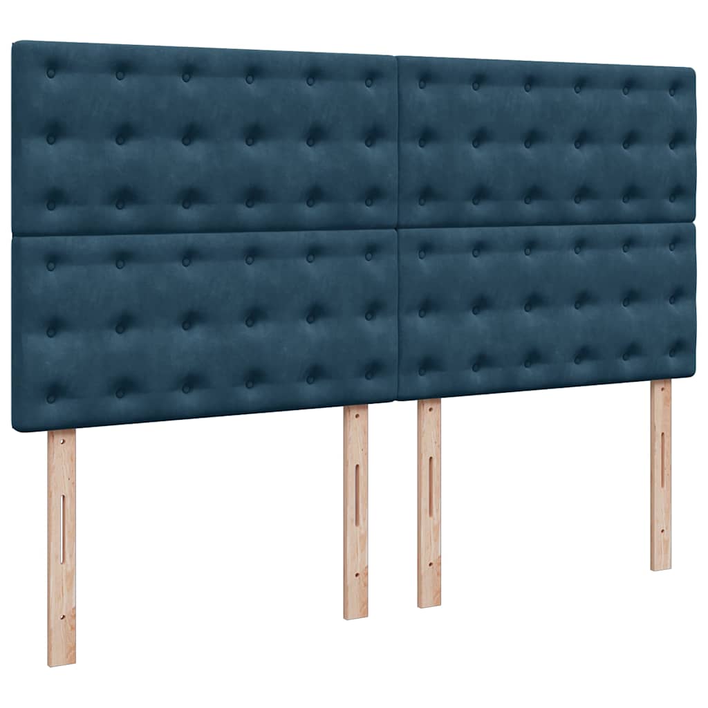 vidaXL Κρεβάτι Boxspring με Στρώμα Μπλε 180x200 εκ. Βελούδινο