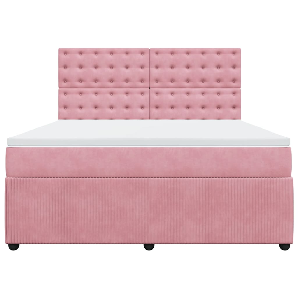 vidaXL Κρεβάτι Boxspring με Στρώμα Ροζ 180x200 εκ. Βελούδινο